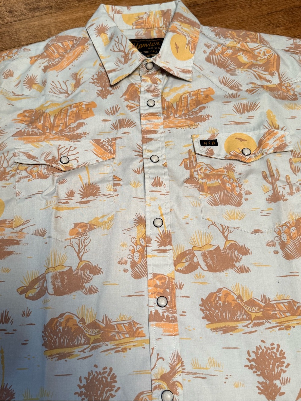 Howler Brothers Short Sleeve Desert AOP Print Button-Down Shirt - Medium - Picture 2 of 5
